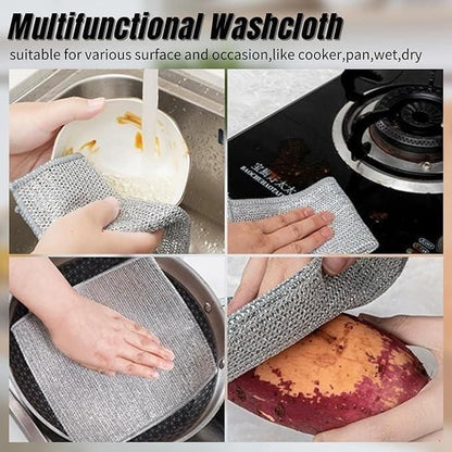 Multipurpose Wire Dishwashing Rags for Wet and Dry (5 Pcs)